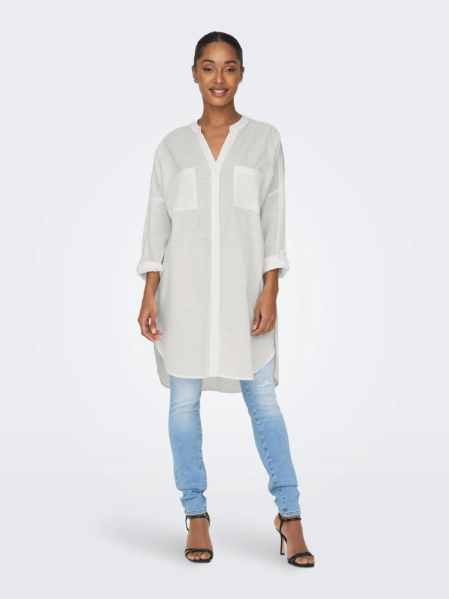 Robe chemise oversize apeldoorn blanc femme - Only