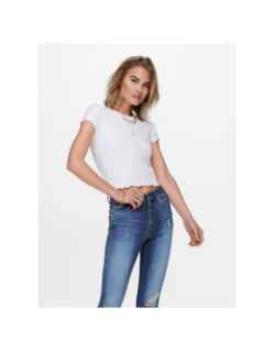 T-shirt crop cotêlé emma blanc femme - Only