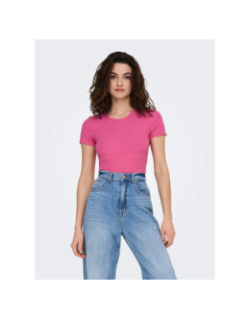 T-shirt crop cotêlé emma rose femme - Only