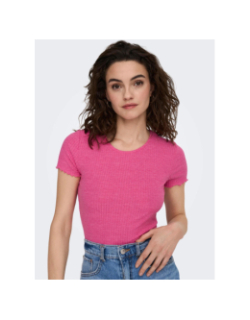 T-shirt crop cotêlé emma rose femme - Only