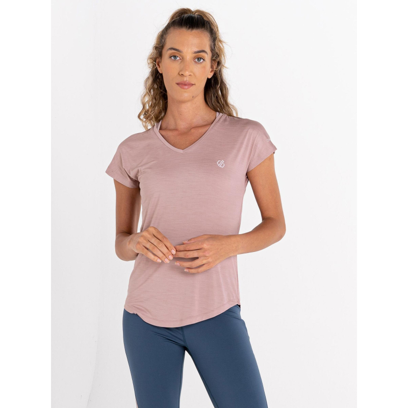 T-shirt de randonnée col v vigilant rose femme - Dare 2b