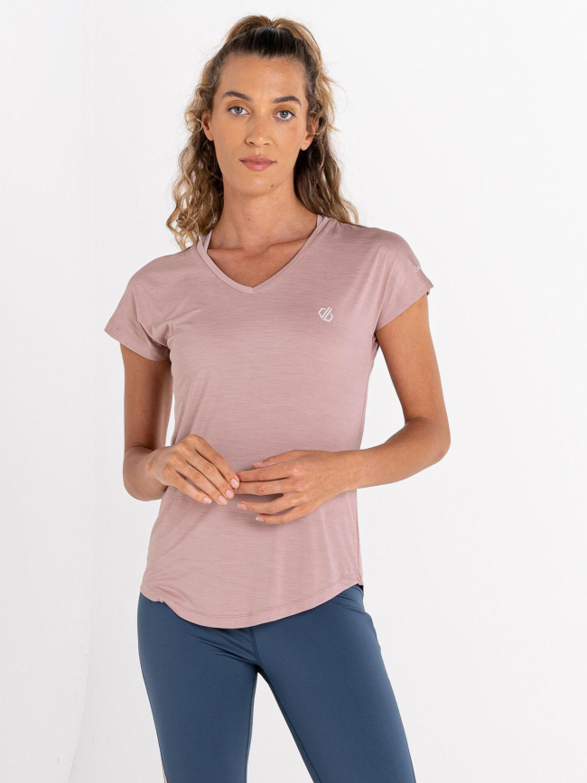 T-shirt de randonnée col v vigilant rose femme - Dare 2b