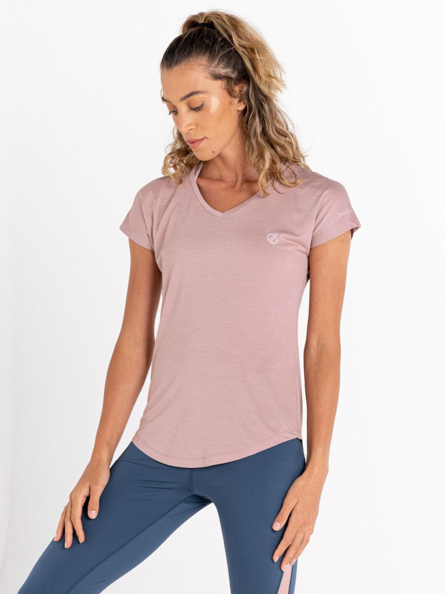 T-shirt de randonnée col v vigilant rose femme - Dare 2b