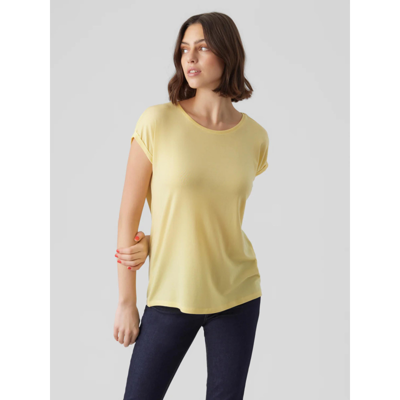 T-shirt uni ava plain jaune femme - Vero Moda