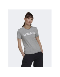 T-shirt linear logo gris chiné femme - Adidas