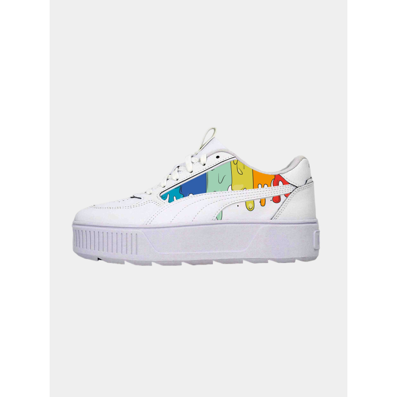 Baskets compensées karmen rebelle coulure arc en ciel blanc femme -