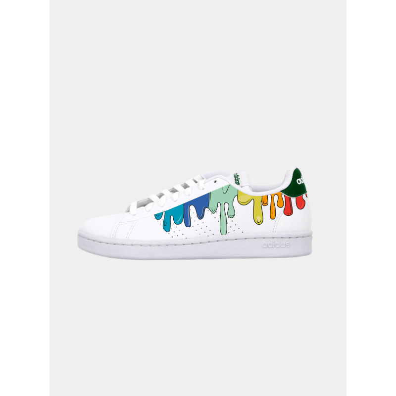 Baskets basses advantage coulure arc en ciel blanc vert homme - Adidas