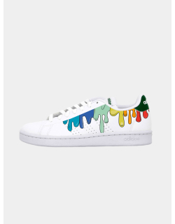 Baskets basses advantage coulure arc en ciel blanc vert homme - Adidas