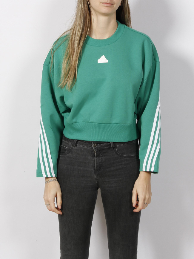 Sweat crop ample crew vert femme - Adidas