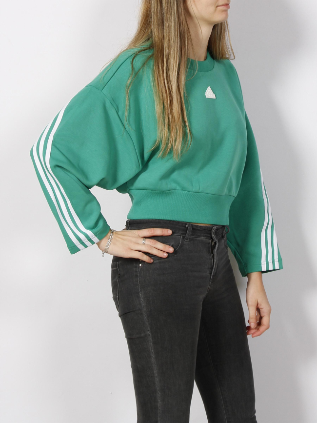 Sweat crop ample crew vert femme - Adidas