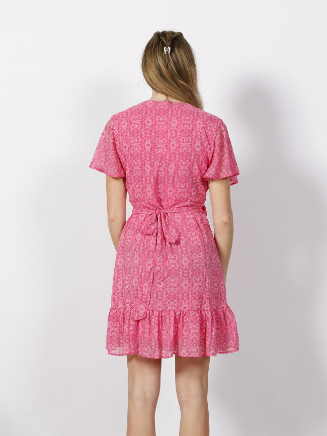 Robe portefeuille star imprimés rose femme - Only