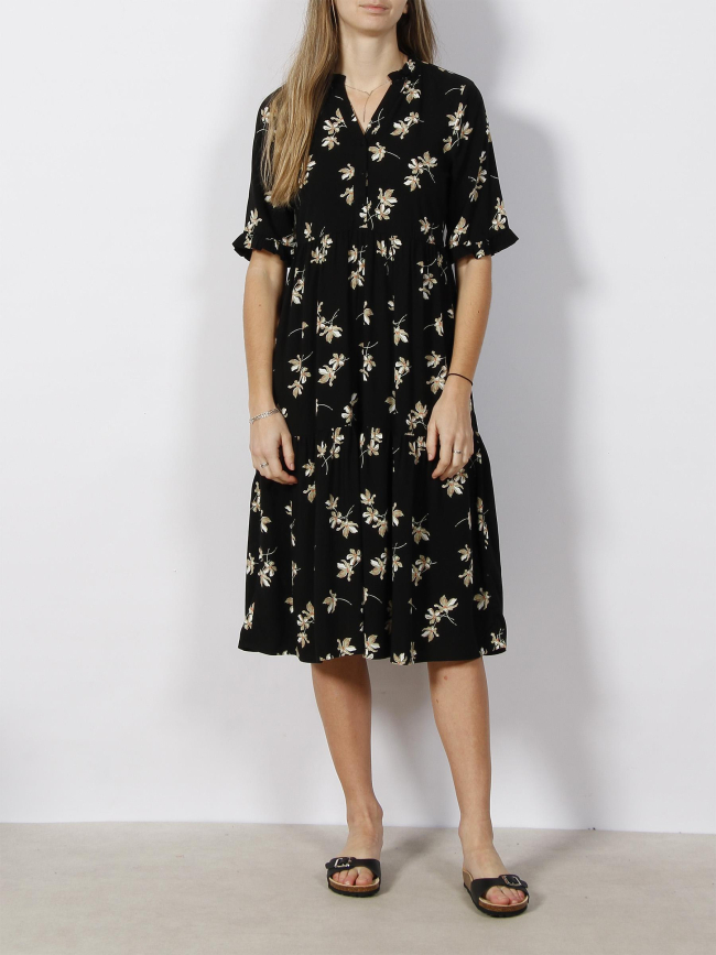 Robe mi-longues 2/4 à fleurs easy noir femme - Vero Moda