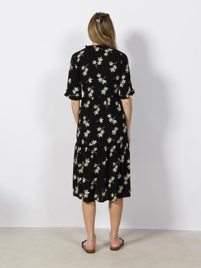 Robe mi-longues 2/4 à fleurs easy noir femme - Vero Moda