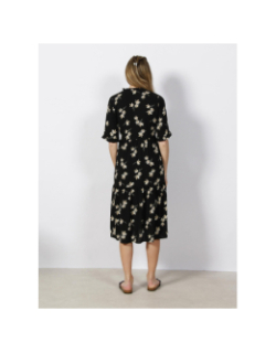 Robe mi-longues 2/4 à fleurs easy noir femme - Vero Moda