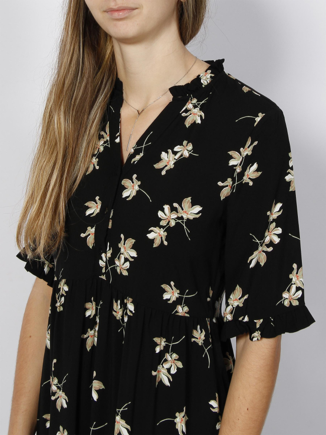 Robe mi-longues 2/4 à fleurs easy noir femme - Vero Moda