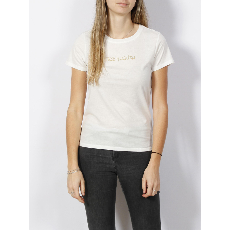 T-shirt logo doré ticia blanc fille - Teddy Smith