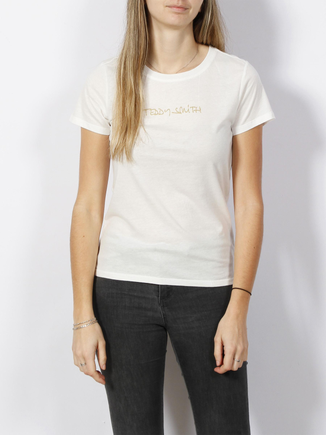 T-shirt logo doré ticia blanc fille - Teddy Smith