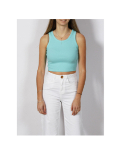 Débardeur crop côtelé fallon bleu turquoise femme - JJXX