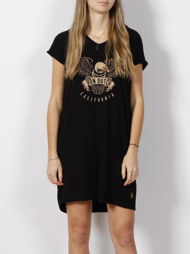 Robe t-shirt print logo noir femme - Von Dutch