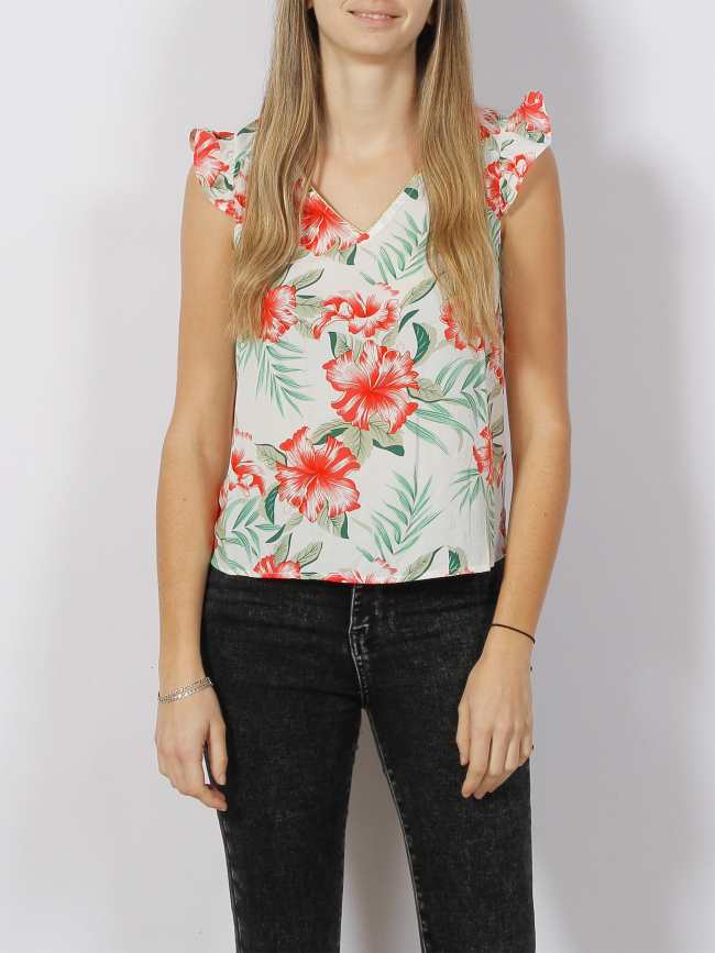 T-shirt floral sylvie blanc femme - Only