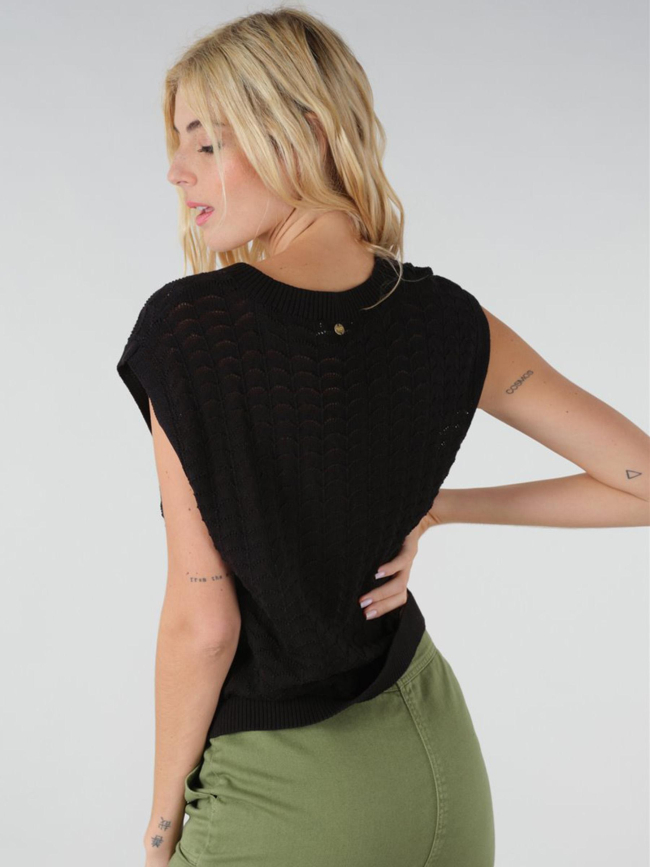 Pull sans manche kaya noir femme - Deeluxe