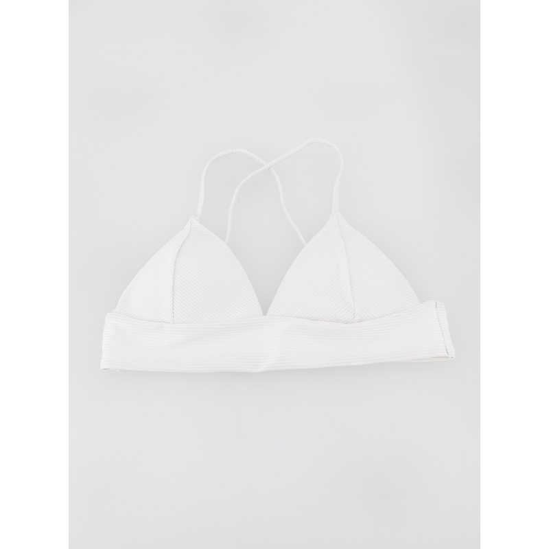 Haut maillot de bain triangle côtelé bobby blanc femme - Only