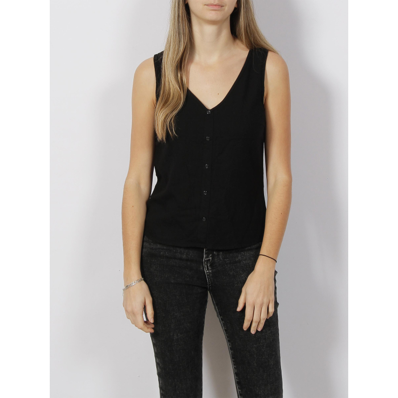 Débardeur en lin col v boutons milo noir femme - Vero Moda