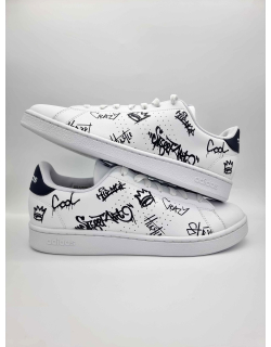 Baskets advantage custom graffitis blanc homme - Adidas