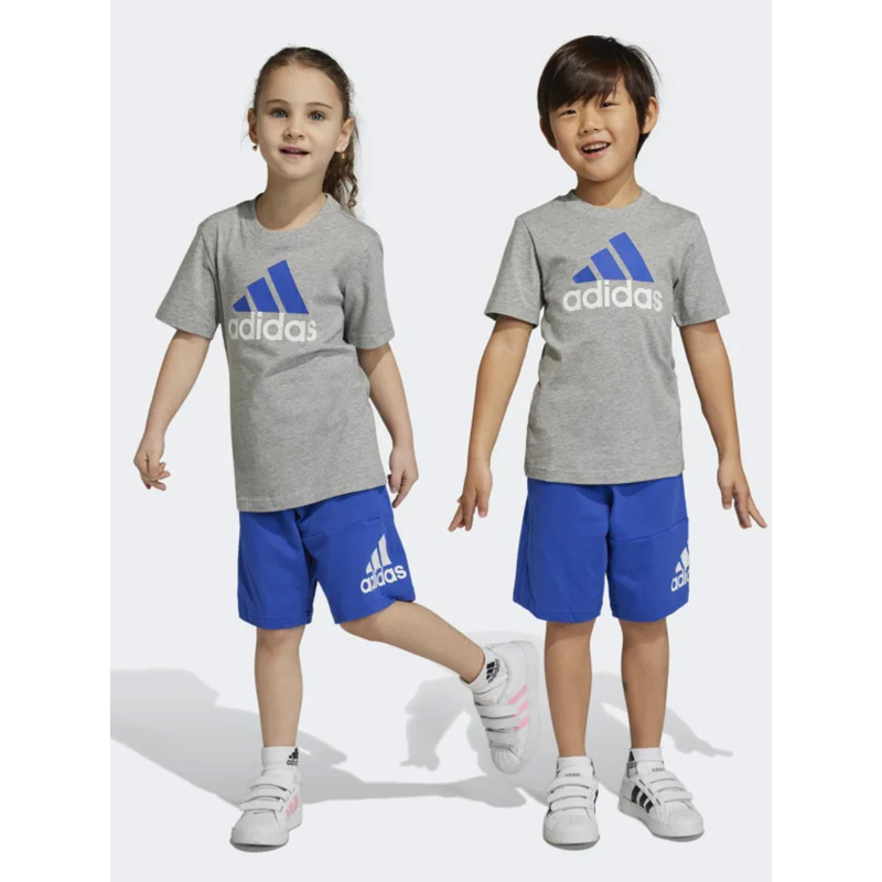 Ensemble short t-shirt big logo gris bleu enfant - Adidas