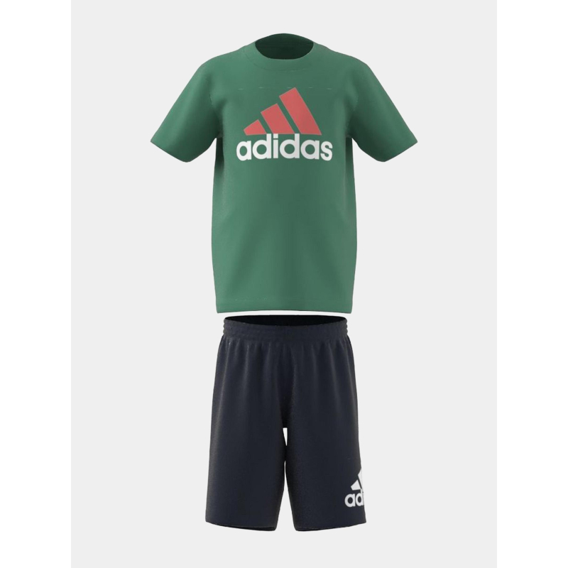 Ensemble short t-shirt logo vert bleu marine enfant - Adidas