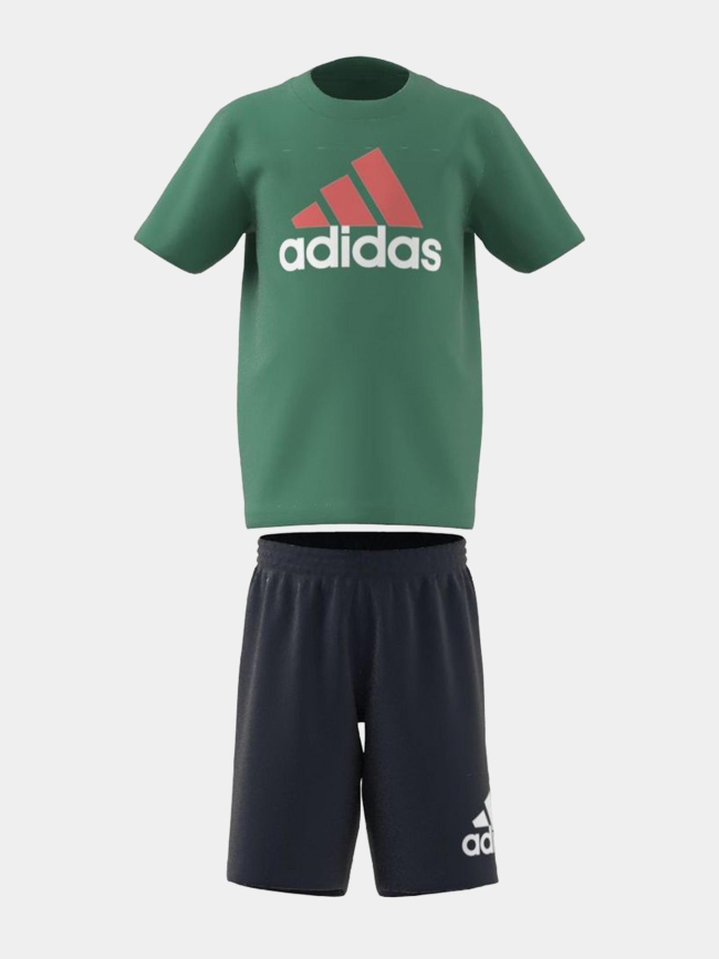 Ensemble short t-shirt logo vert bleu marine enfant - Adidas