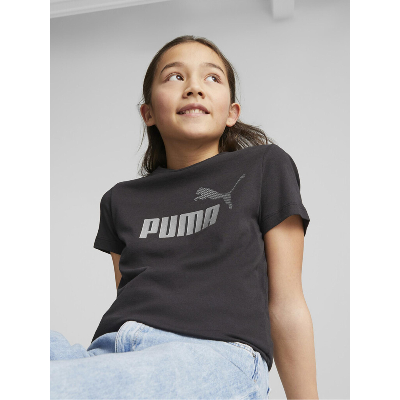 T-shirt essential logo argenté noir fille - Puma