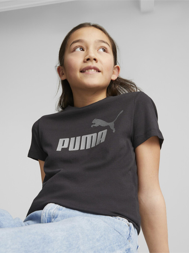 T-shirt essential logo argenté noir fille - Puma