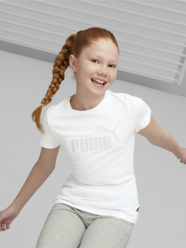 T-shirt essential logo argenté blanc fille - Puma