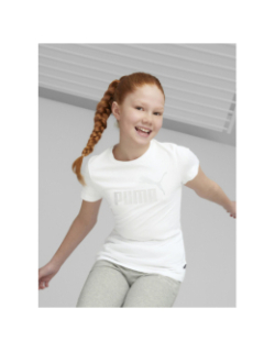 T-shirt essential logo argenté blanc fille - Puma