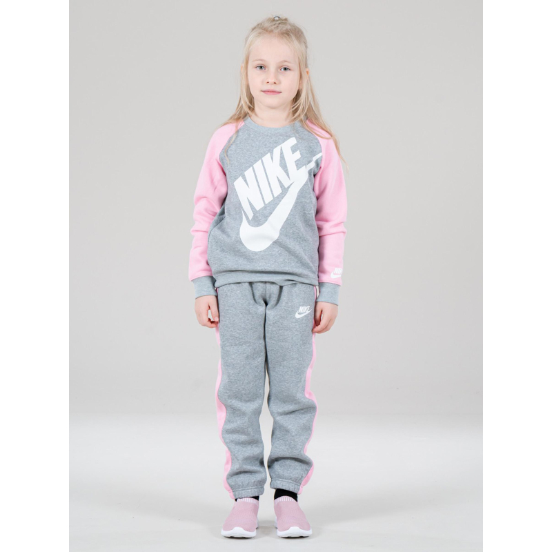 Ensemble de survêtement futura crew gris rose enfant - Nike