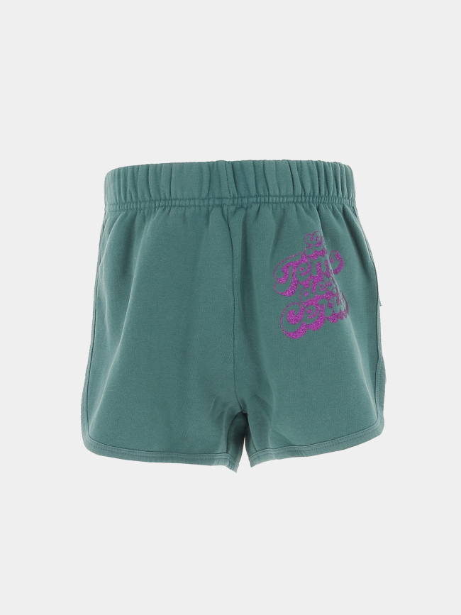 Short jogging logo paillette cristigi vert fille - Le Temps Des