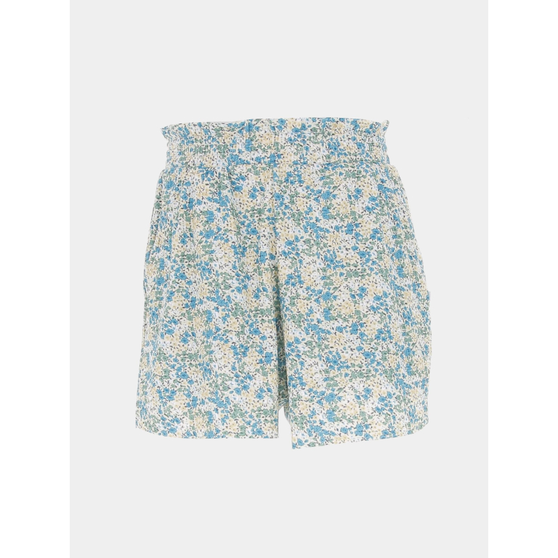 Short fluide à fleurs oxagi bleu jaune fille - Le Temps Des Cerises