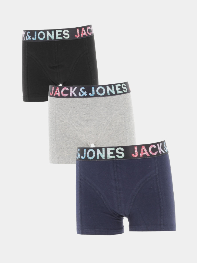 Pack 3 boxers tampa noir bleu marine gris garçon - Jack & Jones