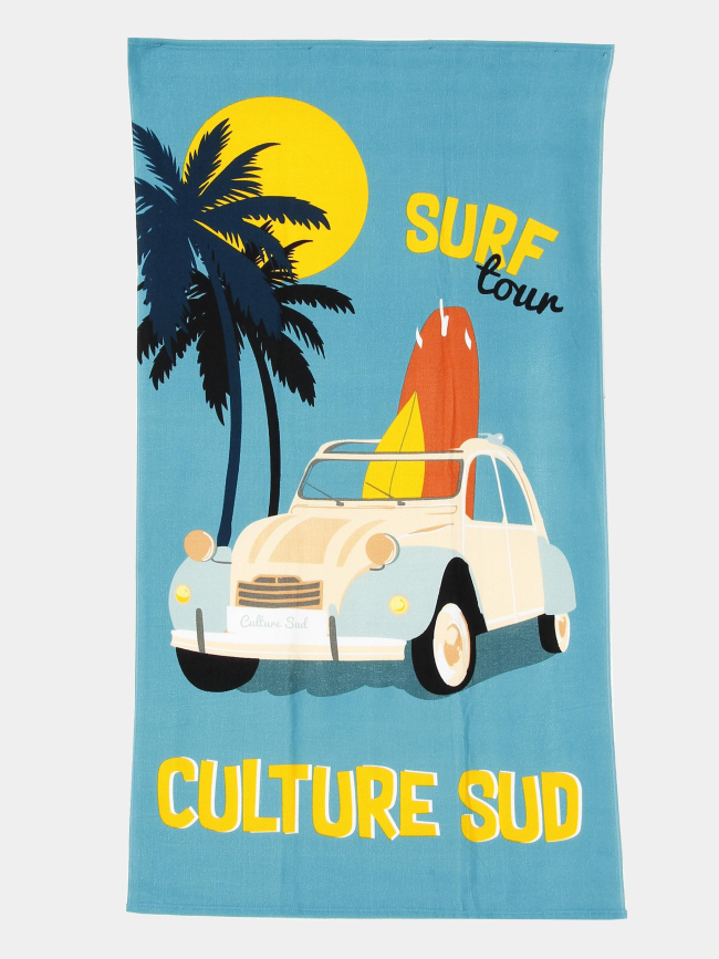 Serviette de plage vintage voiture multicolore - Culture Sud