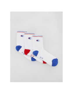 Pack 3 paires de chaussettes crew blanc bleu - Champion