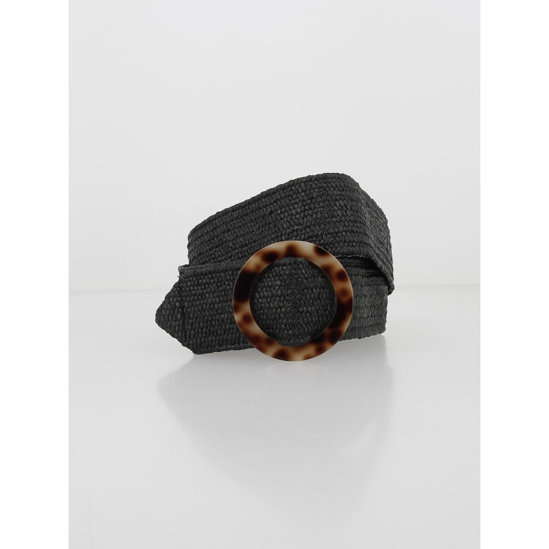 Ceinture raphia fania noir femme - Deeluxe