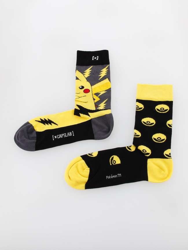 Chaussettes déparaillées pikachu noir jaune - Capslab