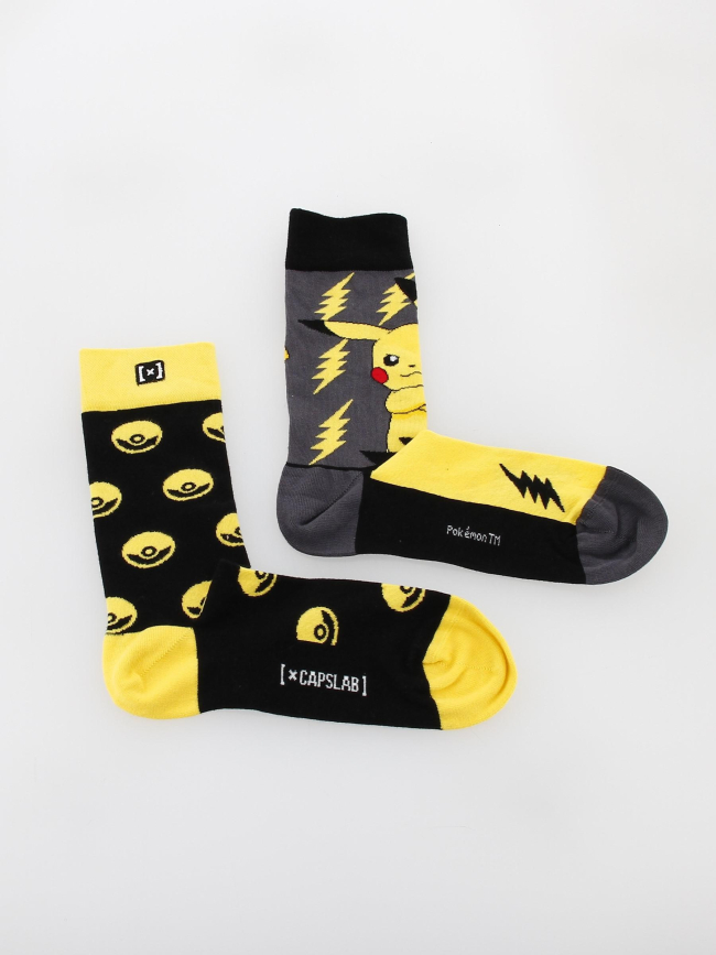 Chaussettes déparaillées pikachu noir jaune - Capslab