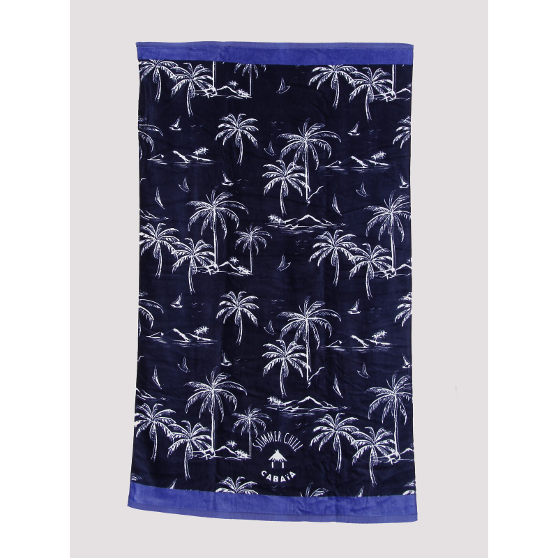 Serviette de plage rectangle palmier palma bleu - Cabaïa