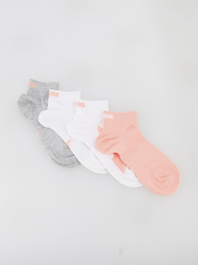 Pack 4 paires de chaussettes quarter coral rose enfant - Puma