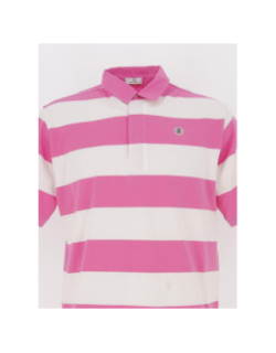 Polo rayé manches courtes blanc rose homme - Serge Blanco