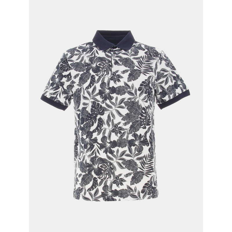 Polo à fleurs girard blanc bleu marine homme - Izac