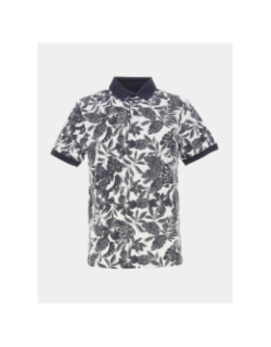 Polo à fleurs girard blanc bleu marine homme - Izac