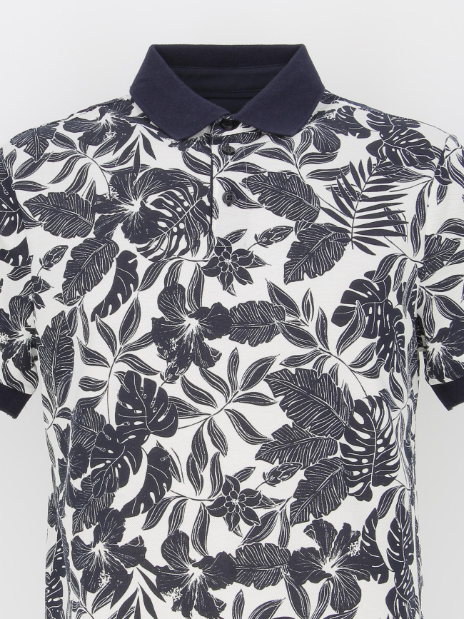 Polo à fleurs girard blanc bleu marine homme - Izac